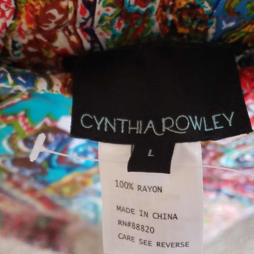 Cynthia Rowley paisley wide leg pants. Size L - Picture 3 of 4